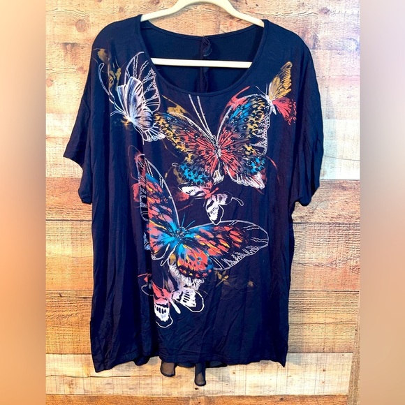 Tops - Y2K Butterfly Sheer Back Top